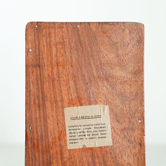 Vintage Hand Carved Wooden Jewelry Trinket Memorial Box Himalayan Jungle Wood - Picture 3 of 16